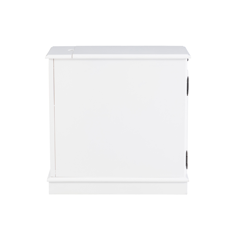 Home Square Wood Accent Table with USB in White Finish - Set of 2