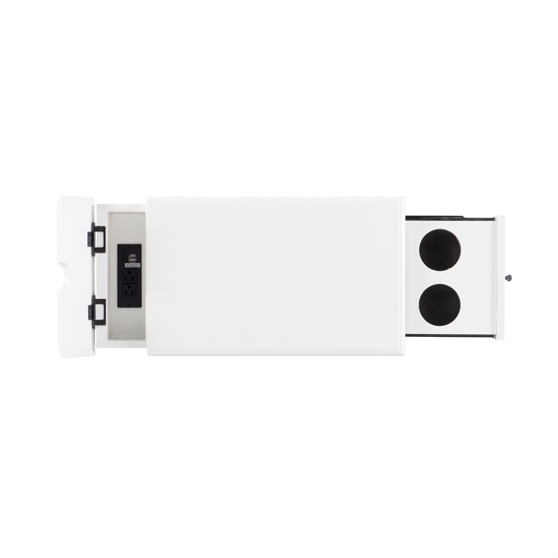 Home Square Wood Accent Table with USB in White Finish - Set of 2