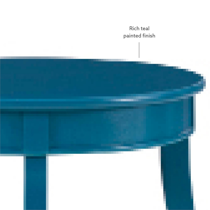 Home Square Round Wood End Table with Shelf in Teal Blue - Set of 2