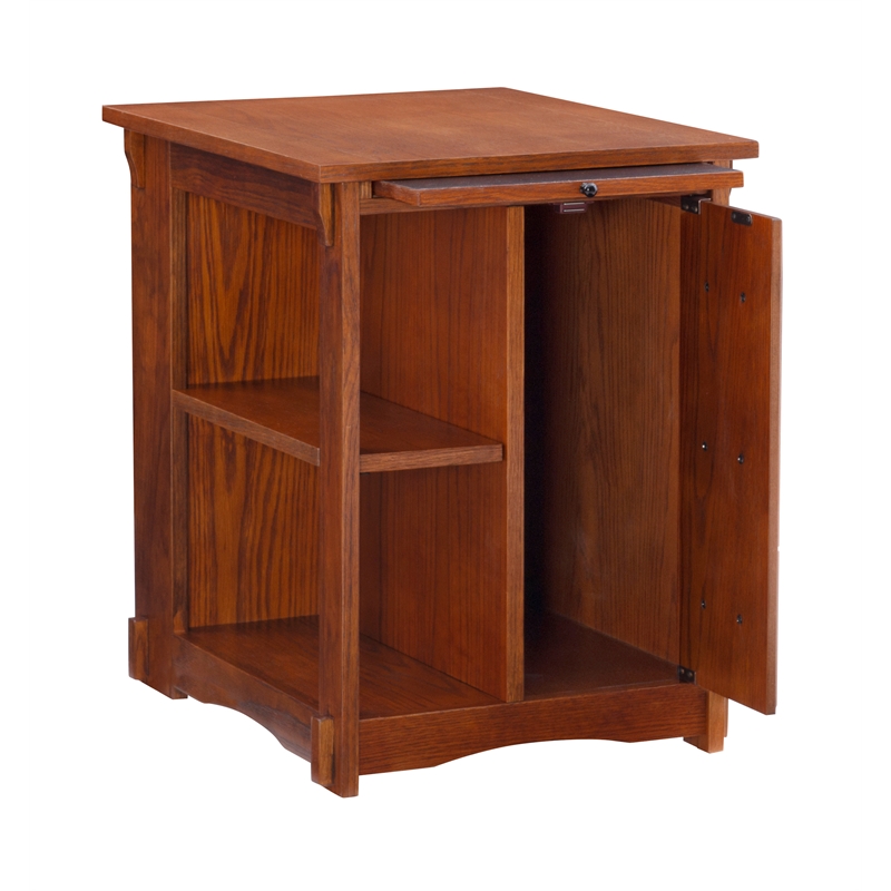 Home Square Mission Oak Wood Cabinet Table in Brown - Set of 2