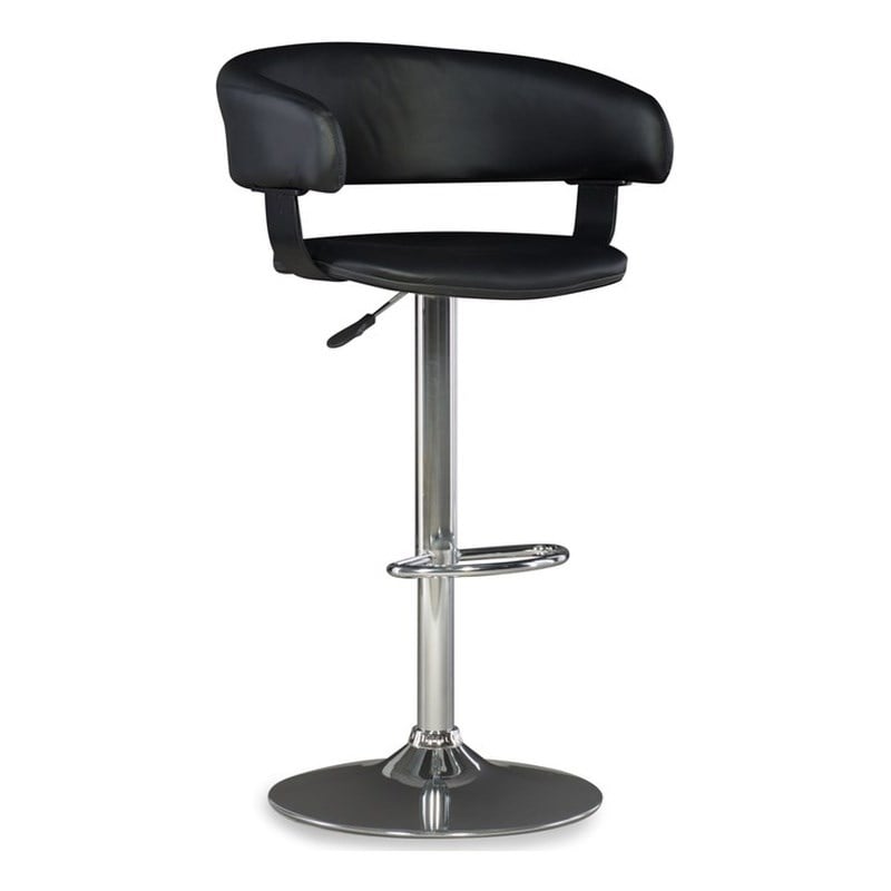 Home Square Curved Back Metal Adjustable Barstool in Black - Set of 2