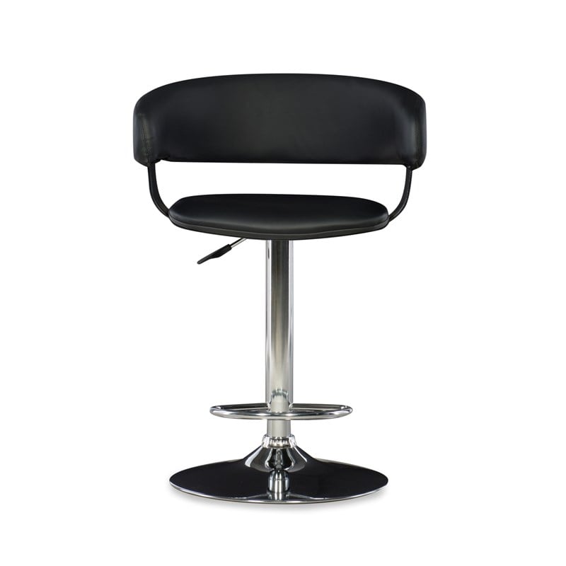 Home Square Curved Back Metal Adjustable Barstool in Black - Set of 2