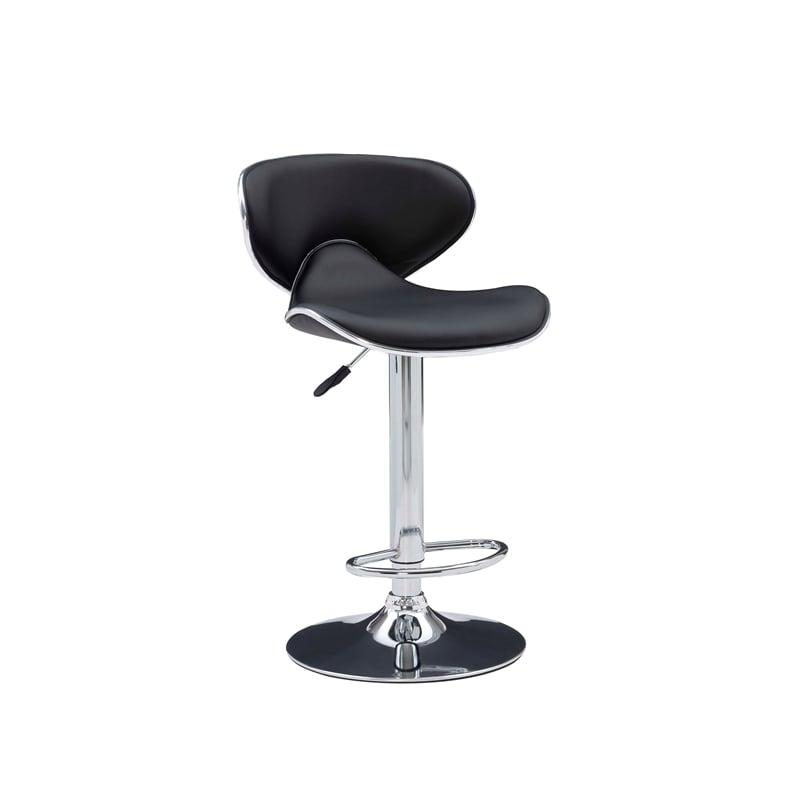 Home Square Rounded Back Metal Adjustable Barstool in Black - Set of 2