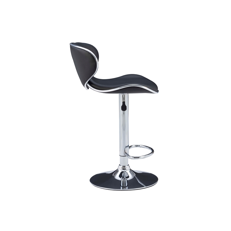 Home Square Rounded Back Metal Adjustable Barstool in Black - Set of 2