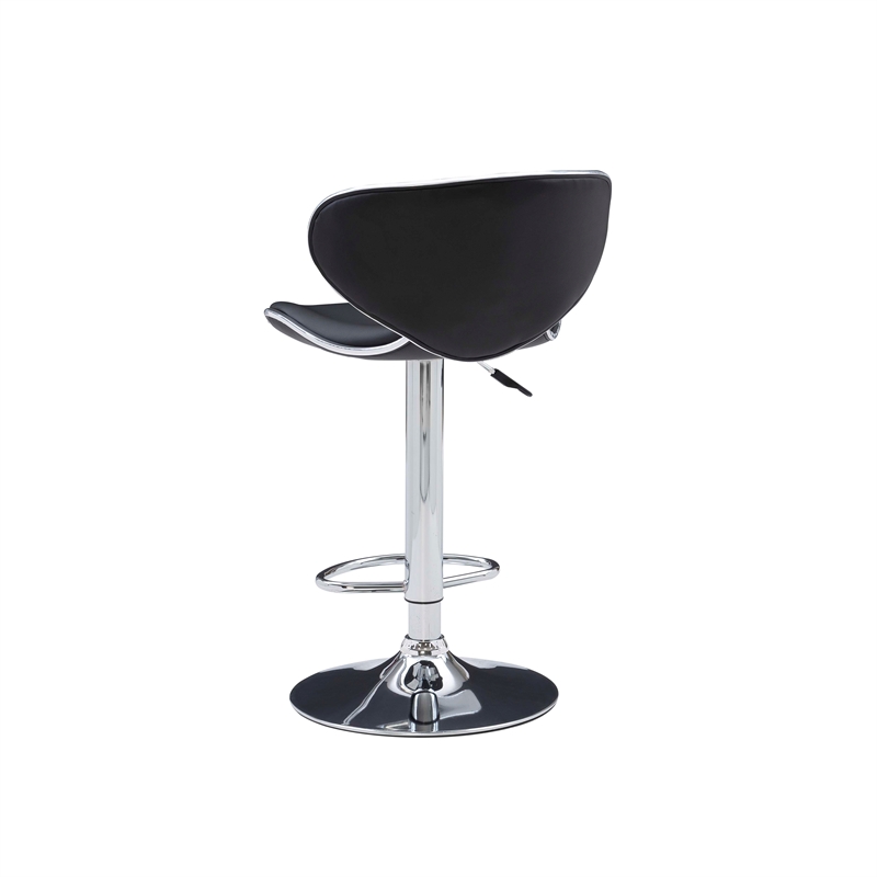 Home Square Rounded Back Metal Adjustable Barstool in Black - Set of 2