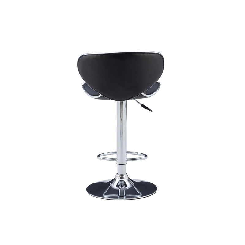 Home Square Rounded Back Metal Adjustable Barstool in Black - Set of 2