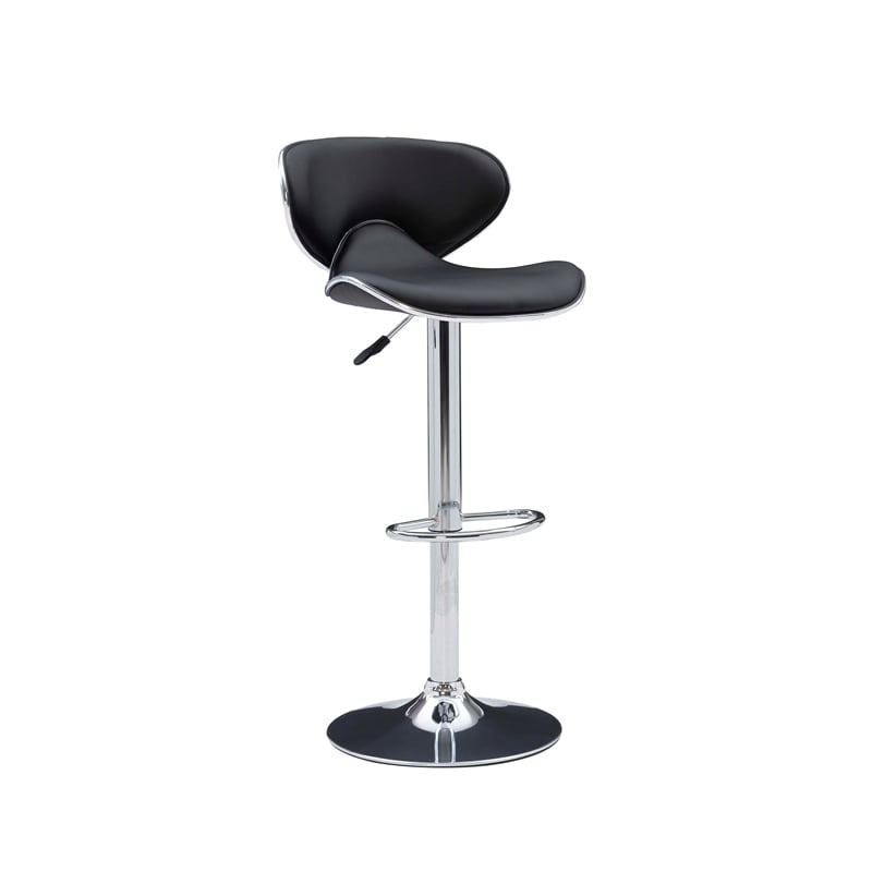 Home Square Rounded Back Metal Adjustable Barstool in Black - Set of 2