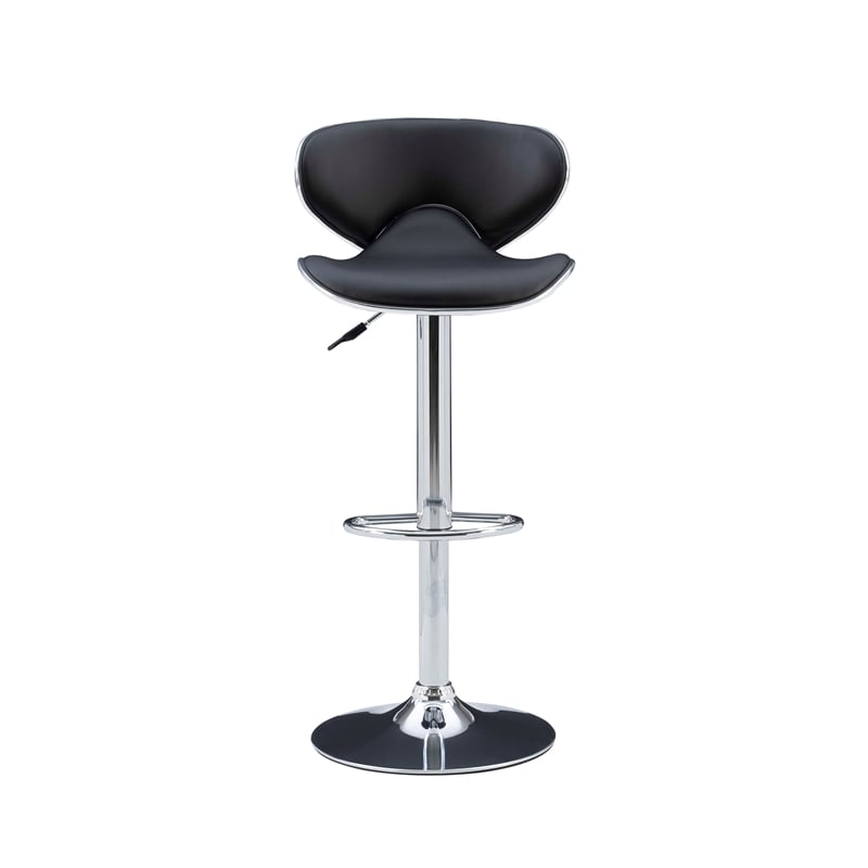 Home Square Rounded Back Metal Adjustable Barstool in Black - Set of 2