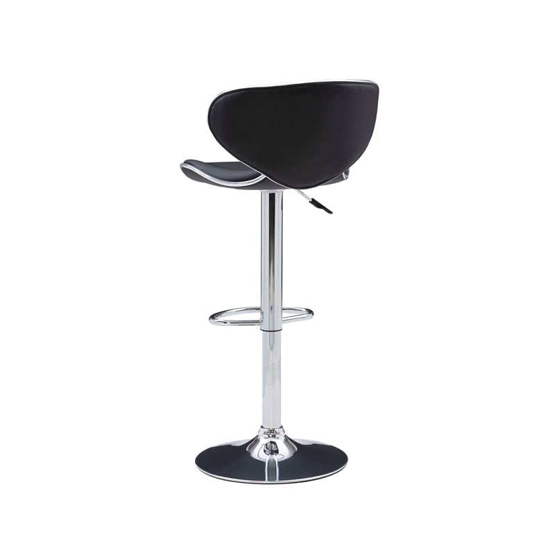 Home Square Rounded Back Metal Adjustable Barstool in Black - Set of 2