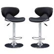 Home Square Rounded Back Metal Adjustable Barstool in Black - Set of 2