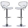 Home Square Rounded Back Metal Adjustable Barstool in White - Set of 2
