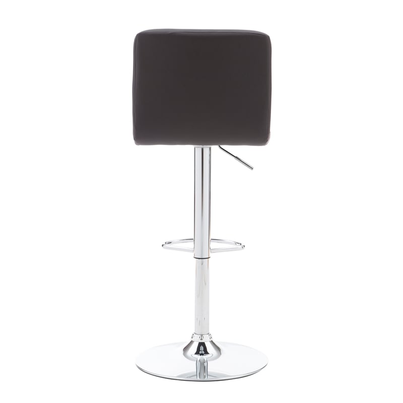 Home Square Metal Upholstered Adjustable Barstool in Chocolate Brown - Set of 2