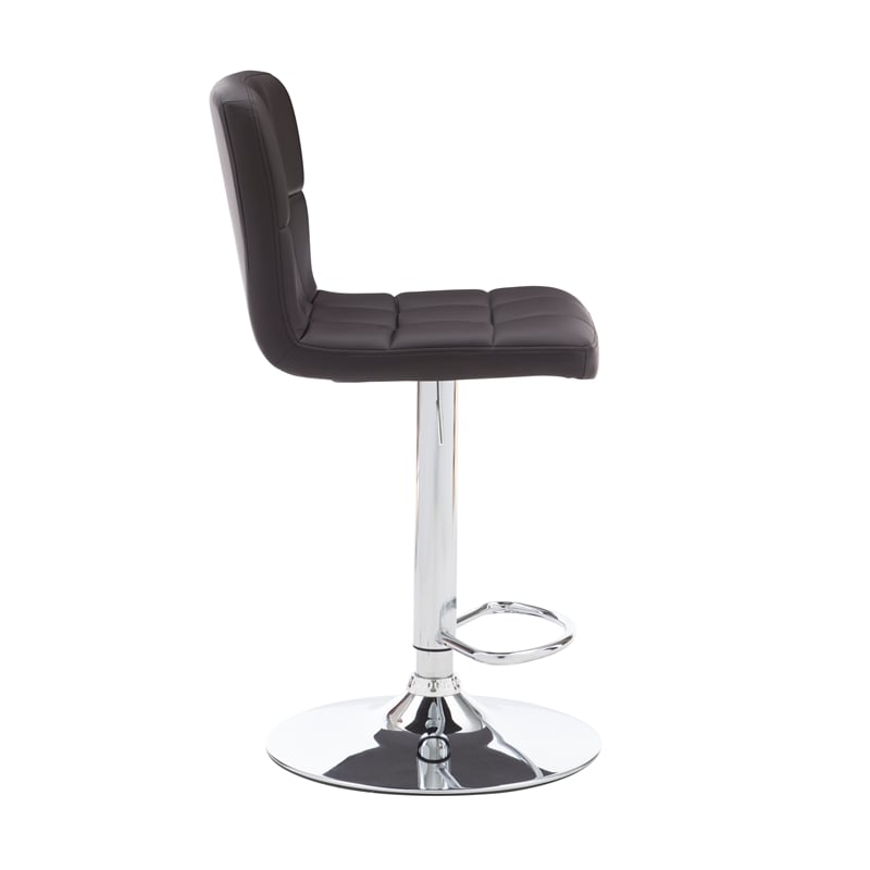 Home Square Metal Upholstered Adjustable Barstool in Chocolate Brown - Set of 2