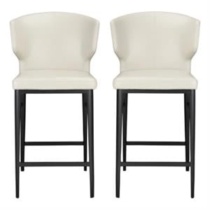 Home Square 2 Piece 26&quot Contemporary Counter Stool Set in Beige