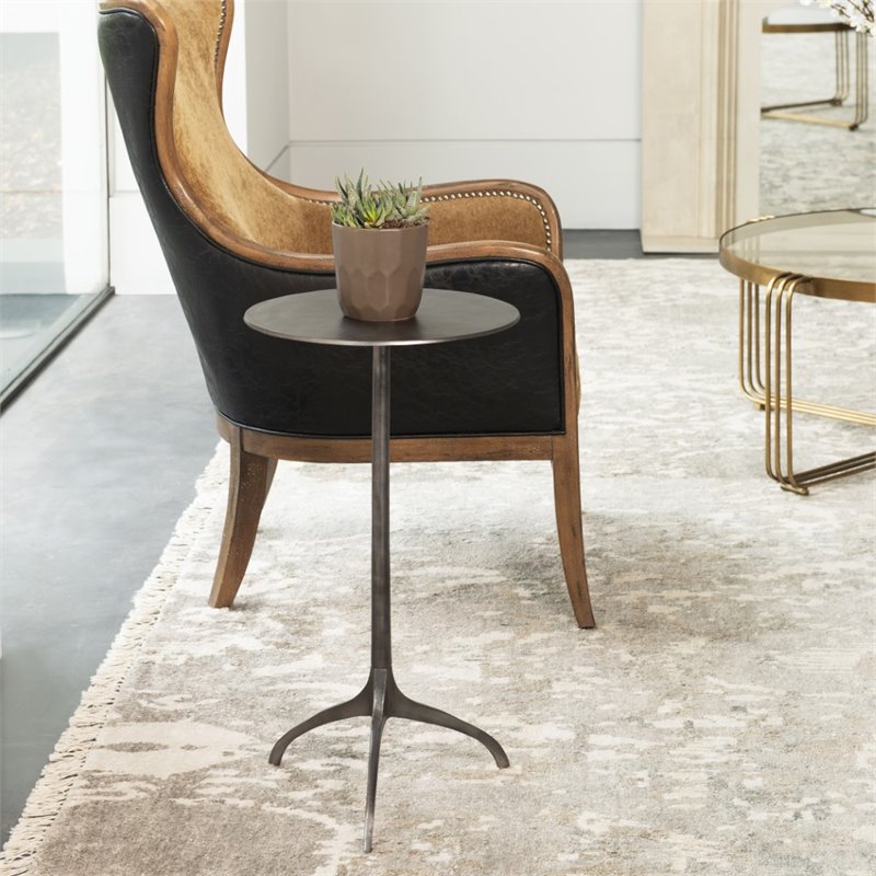 Home Square Industrial Accent Table in Antique Nickel - Set of 2