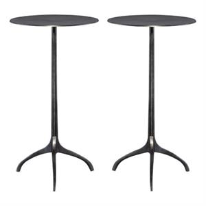Home Square Industrial Accent Table in Antique Nickel - Set of 2