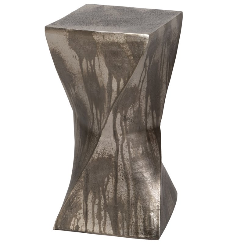 Home Square Aluminum Accent Table in Tarnished Silver - Set of 2