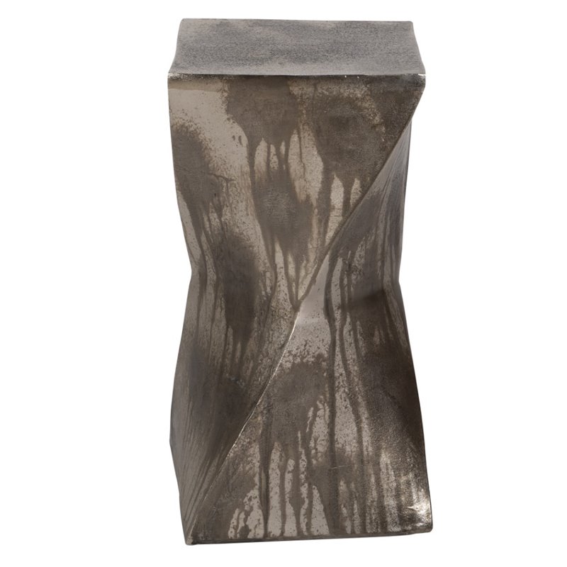 Home Square Aluminum Accent Table in Tarnished Silver - Set of 2