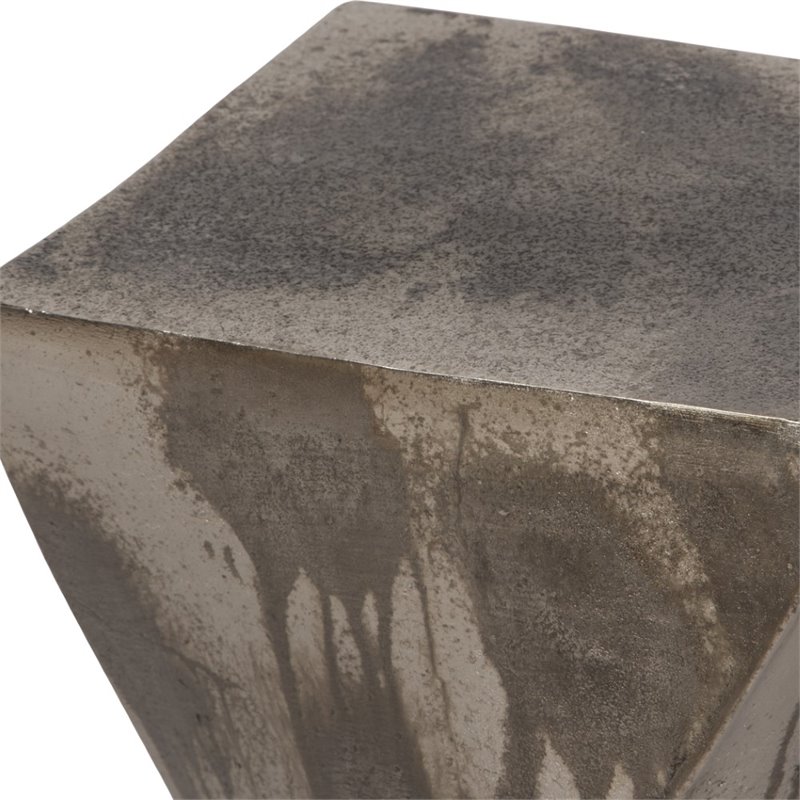 Home Square Aluminum Accent Table in Tarnished Silver - Set of 2