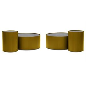 Home Square Modern Marble Top End Table with Brass Base in Black - Set of 2