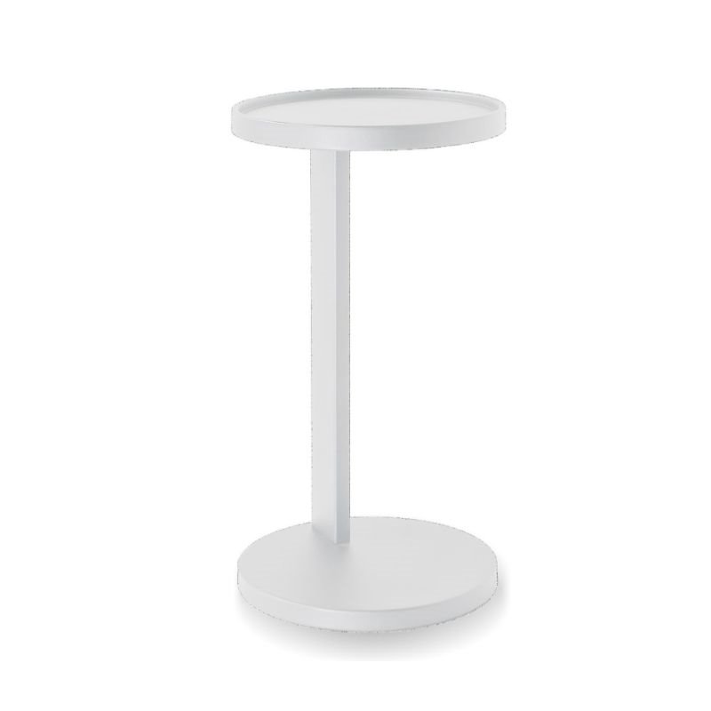 Home Square Modern Aluminum End Table Powder Coated in Matte White - Set of 2