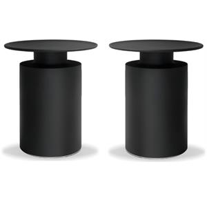 Home Square Modern Aluminum End Table Powder Coated in Matte Black - Set of 2