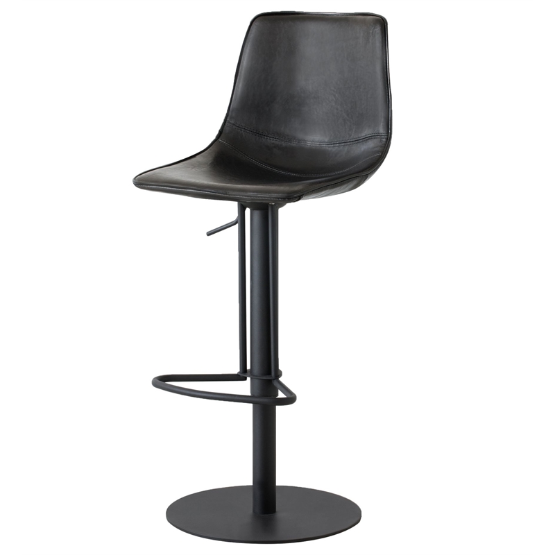 Home Square Bar Stool Retro Leatherette in Black Frame - Set of 3