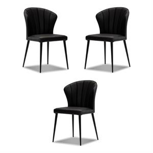 Home Square Leather Counter Stool in Black Finish - Set of 3