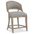 Home Square Fabric Barrel Back Counter Stool in Soft Gray - Set of 2
