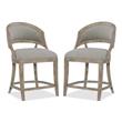 Home Square Fabric Barrel Back Counter Stool in Soft Gray - Set of 2
