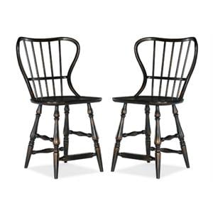 Home Square Dining Room Back Counter Stool in Black - Set of 2