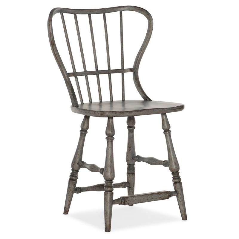 Home Square Dining Room Spindle Back Counter Stool in Speckled Gray - Set of 2