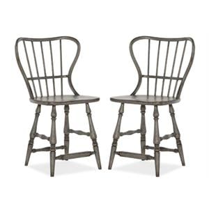 Home Square Dining Room Spindle Back Counter Stool in Speckled Gray - Set of 2