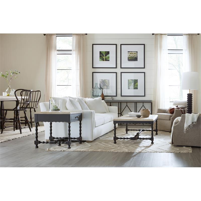 Home Square Rectangular Burnished Brass End Table in Timeworn Gray - Set of 2