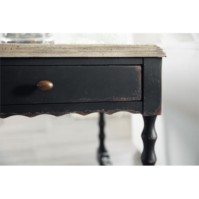 Home Square Rectangular Burnished Brass End Table in Timeworn Gray - Set of 2