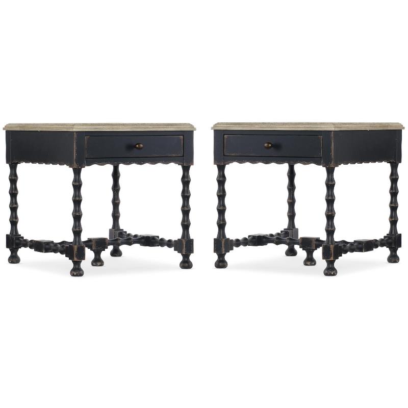 Home Square Rectangular Burnished Brass End Table in Timeworn Gray - Set of 2