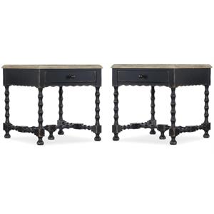 Home Square Rectangular Burnished Brass End Table in Timeworn Gray - Set of 2