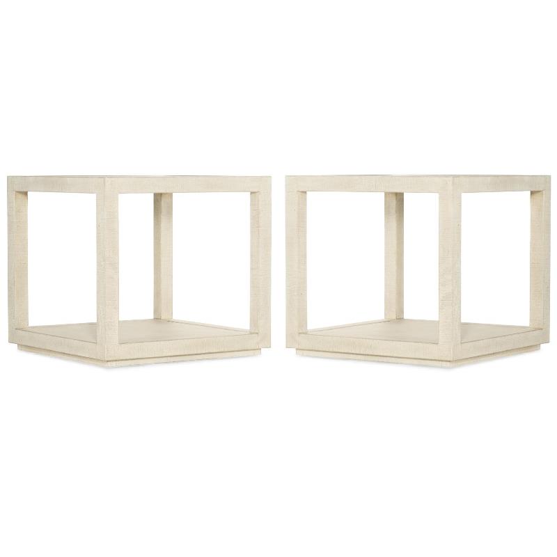Home Square Square Metal End Table in Lacquered Burlap - Set of 2