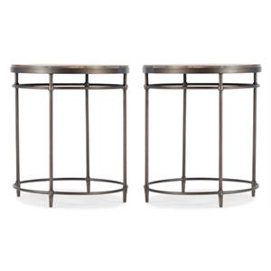 Home Square 22&quot Round End Table in Light Wood Finish - Set of 2