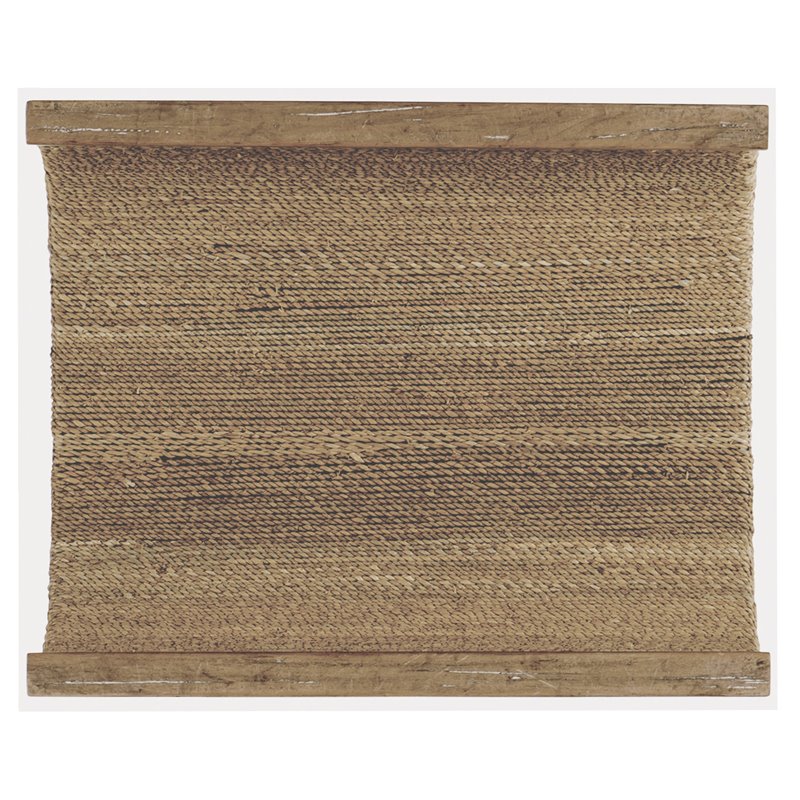 Home Square Rectangle Tempered Glass Top End Table in Woven - Set of 2