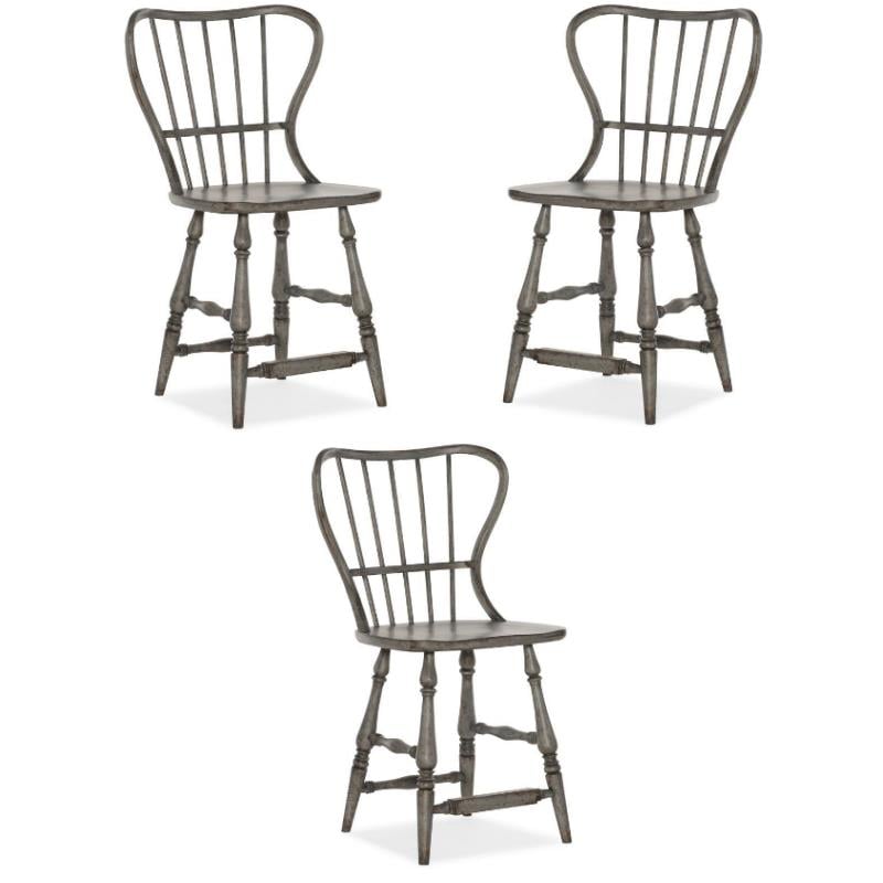 Home Square Dining Room Spindle Back Counter Stool in Speckled Gray - Set of 3