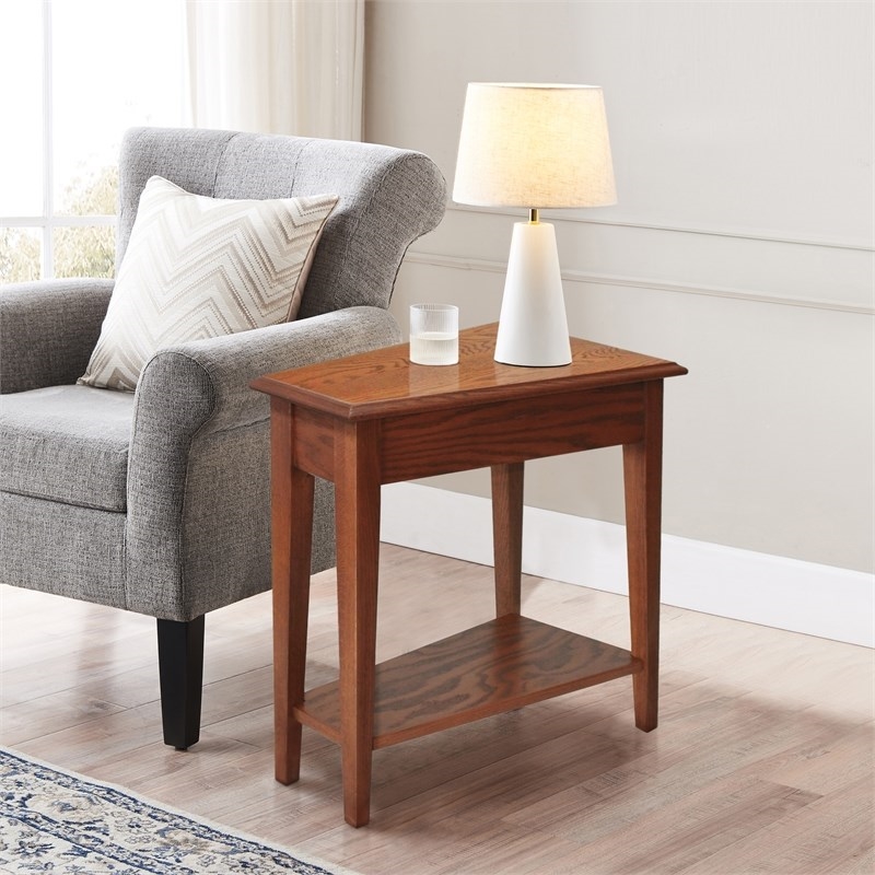 Home Square 2 Piece Favorite Recliner Wedge End Table Set in Medium Oak