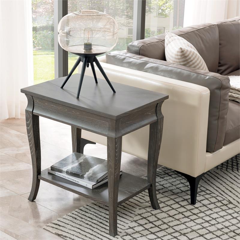 Home Square 2 Piece Solid Wood Narrow End Table Set in Washed Gray
