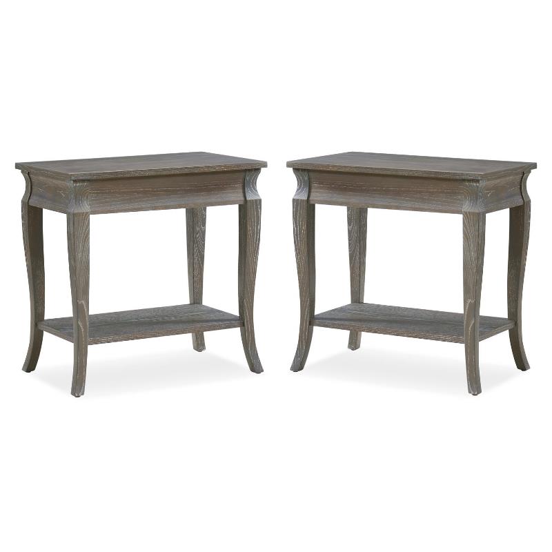 Home Square 2 Piece Solid Wood Narrow End Table Set in Washed Gray