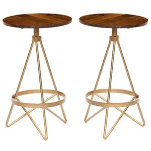 Home Square Wood Counter Height Stool in Elm and Gold - Set of 2