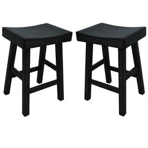 Home Square 25&quot Counter Stool in Antique Black Finish - Set of 2