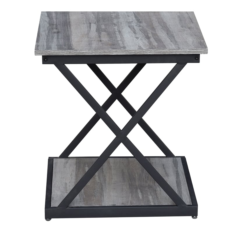 Home Square Metal Side Table in Gray and Black Finish - Set of 2