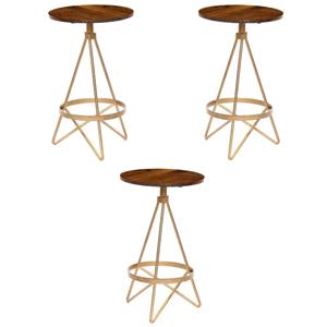 Home Square Wood Counter Height Stool in Elm and Gold - Set of 3
