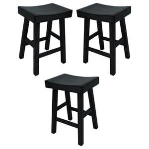 Home Square 25&quot Counter Stool in Antique Black Finish - Set of 3