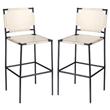 Home Square Transitional Leather Bar Stool in Off White - Set of 2